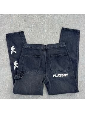 Playboy by PacSun black carpenter jeans w/ embroidered playboy bunny logo 29x30